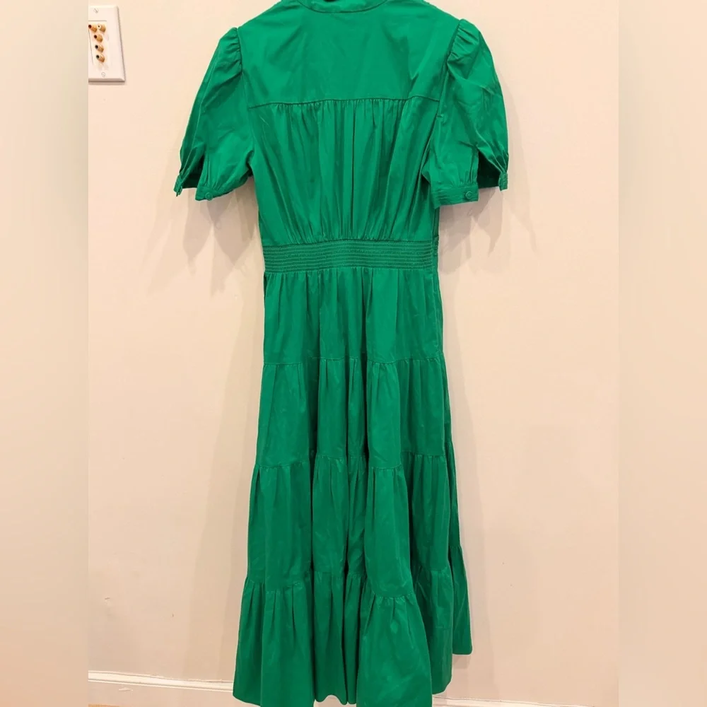 Diane von Furstenberg Darby Dress Signature Green Tiered Midi NWT Size 8 - Picture 6 of 6